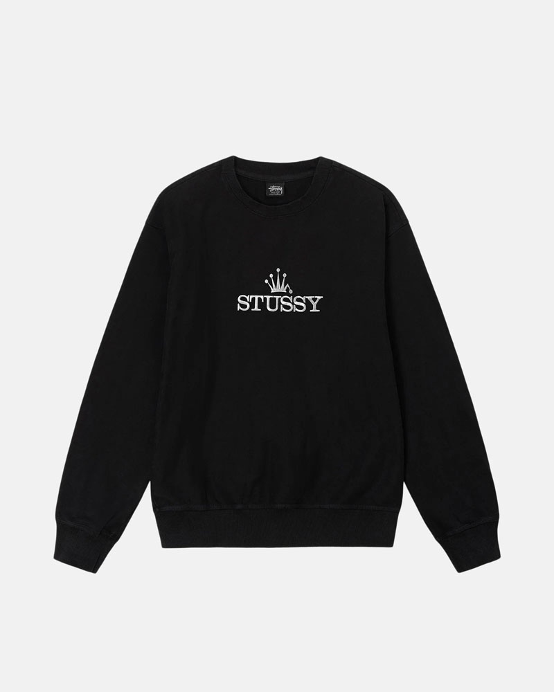 Black Stüssy Glamour Pigment Dyed Crew Sweatshirt | UAE VUA908347