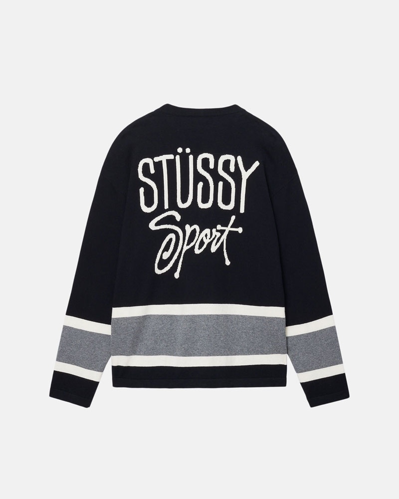 Black Stüssy Hockey Sweater | UAE QOS178926