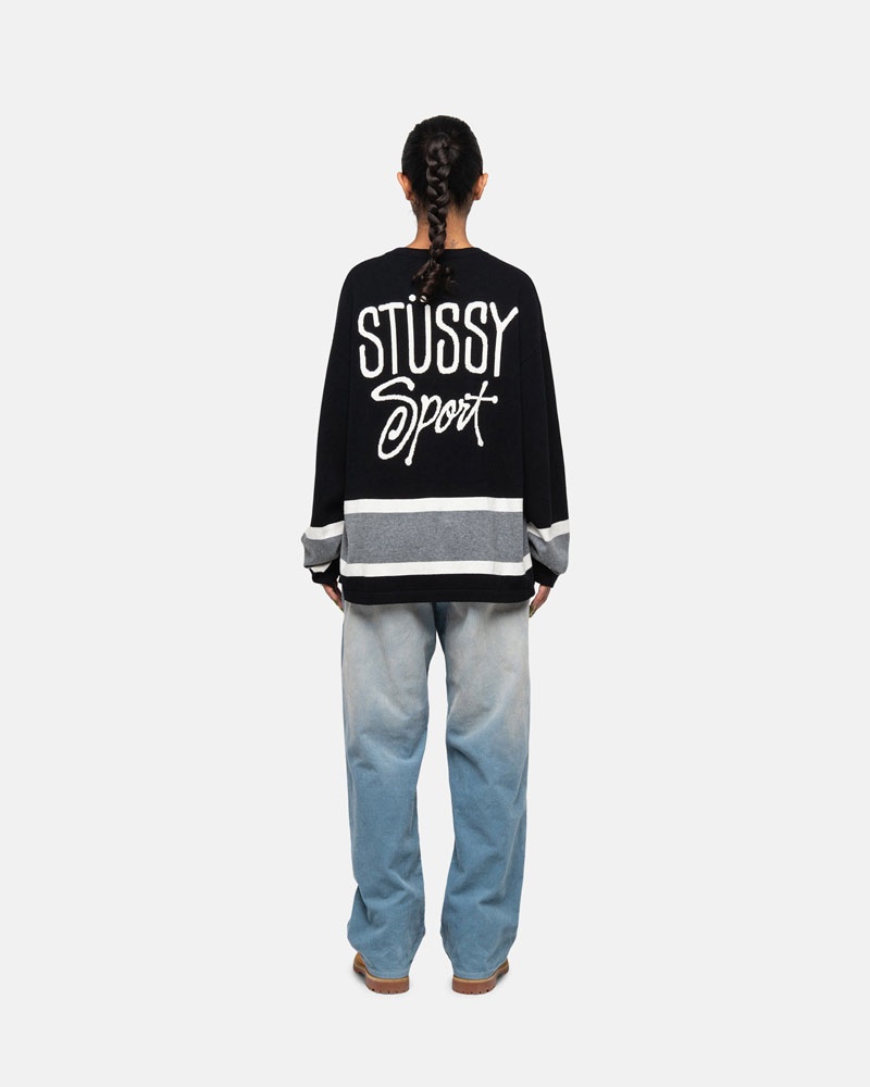 Black Stüssy Hockey Sweater | UAE QOS178926