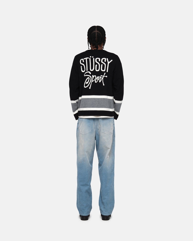 Black Stüssy Hockey Sweater | UAE QOS178926