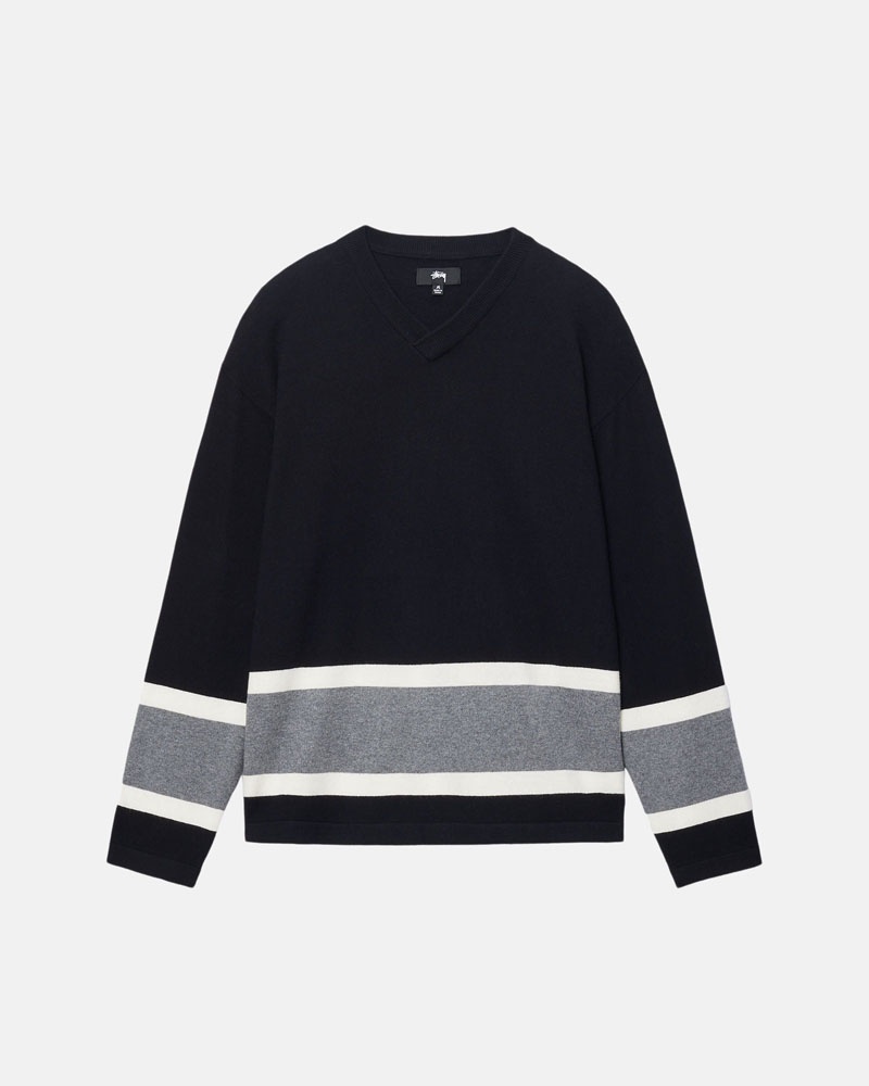 Black Stüssy Hockey Sweater | UAE QOS178926