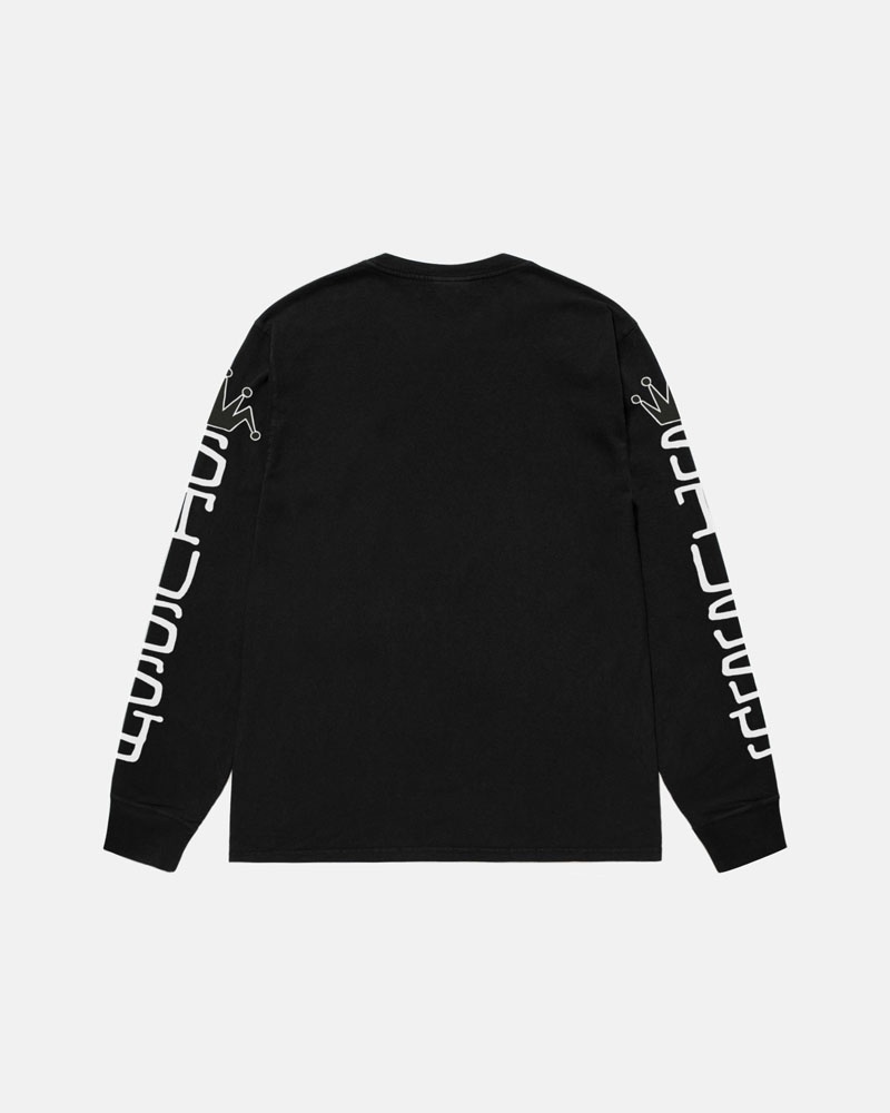 Black Stüssy Jumbo LS Pigment Dyed T-Shirt | UAE XTY380974