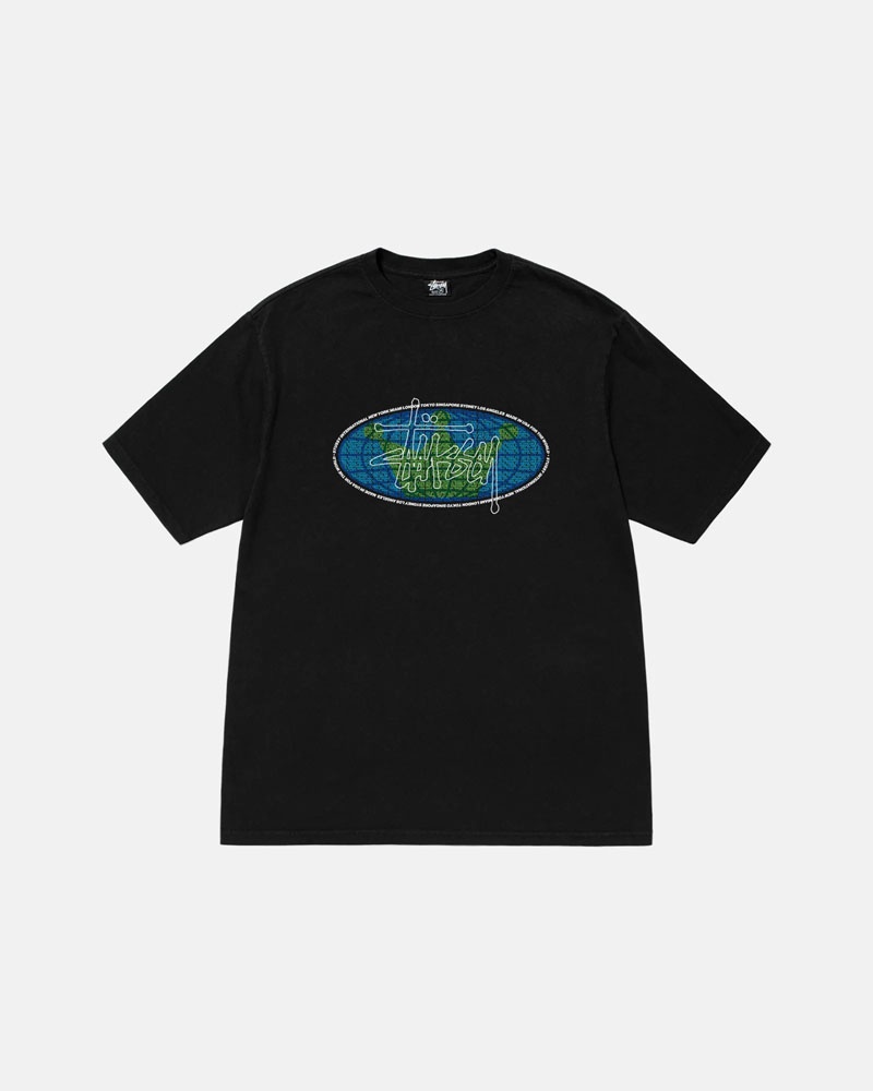 Black Stüssy King Of The World Pigment Dyed T-Shirt | UAE KSZ702658