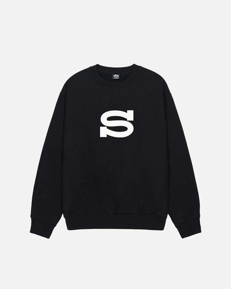 Black Stüssy Letterman Crew Sweatshirt | UAE BKH872149