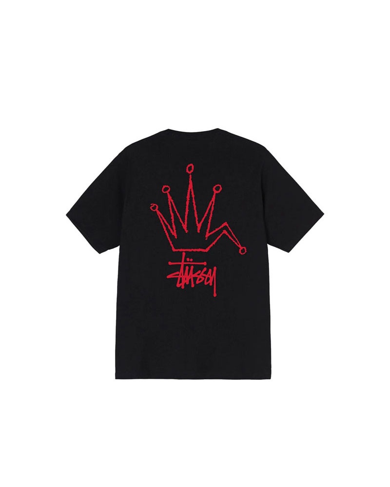 Black Stüssy Mens Broken Crown T-Shirt | UAE MPI397408