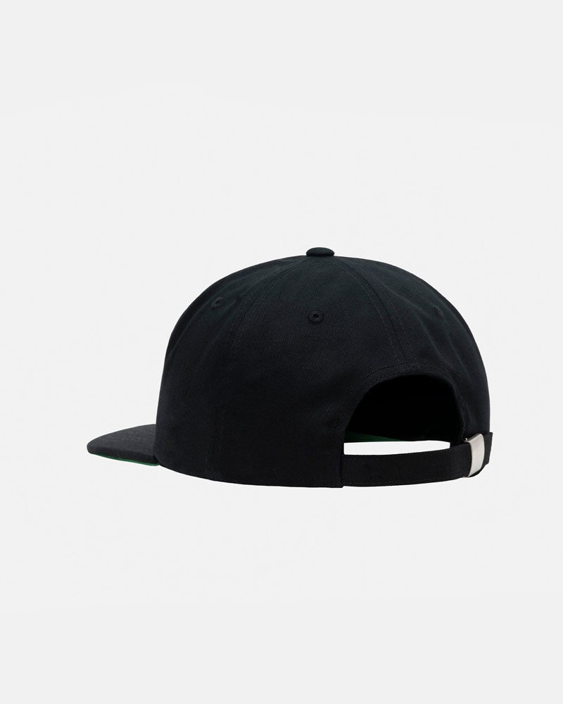 Black Stüssy Mid-Depth Basic Star Strapback Cap | UAE FUC934608