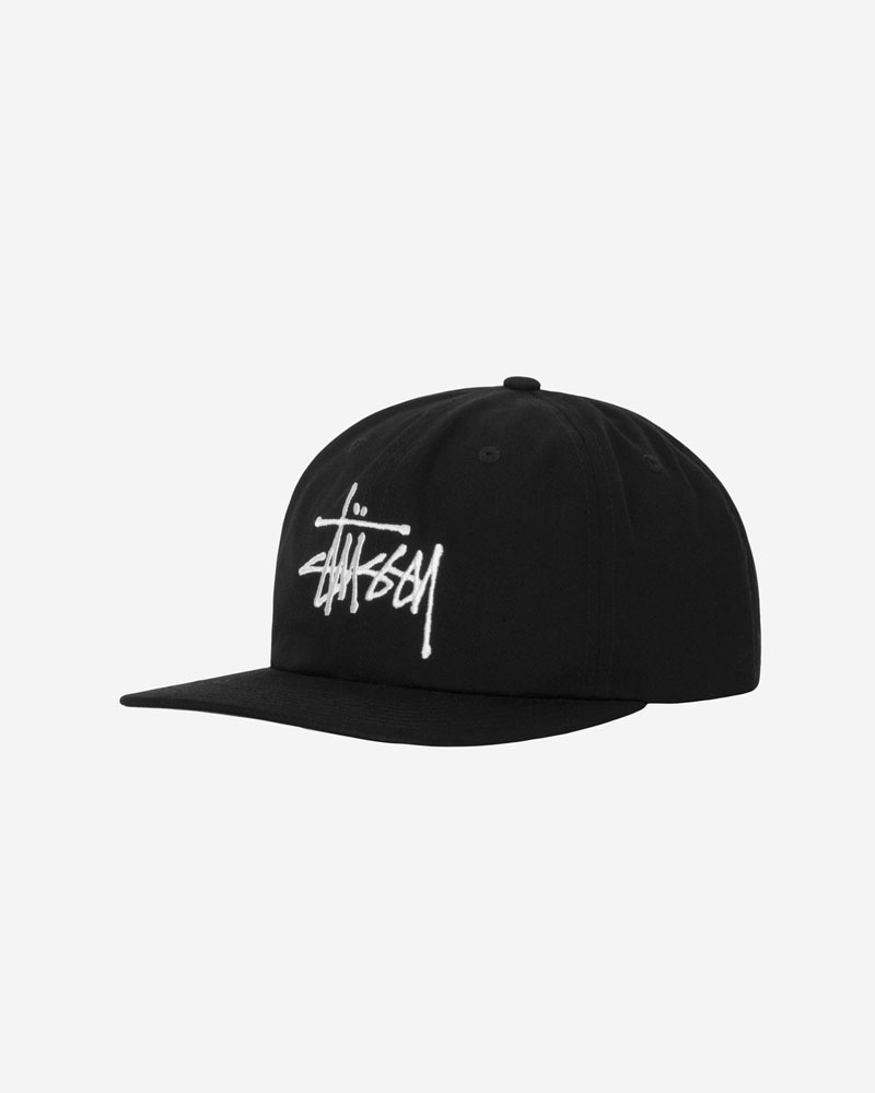 Black Stüssy Mid-Depth Basic Strapback Cap | UAE SMY295341