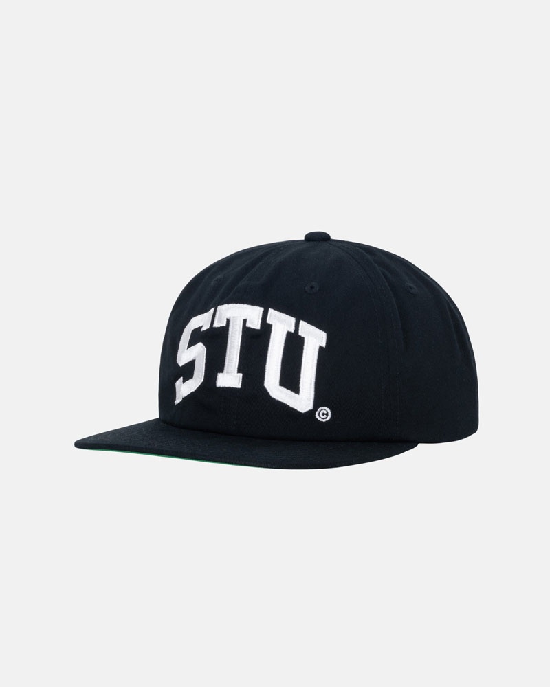 Black Stüssy Mid-Depth Stu Arch Strapback Cap | UAE ZMG765918