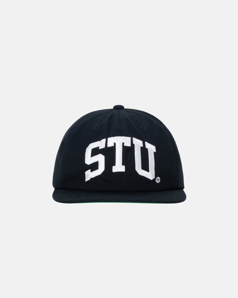 Black Stüssy Mid-Depth Stu Arch Strapback Cap | UAE ZMG765918