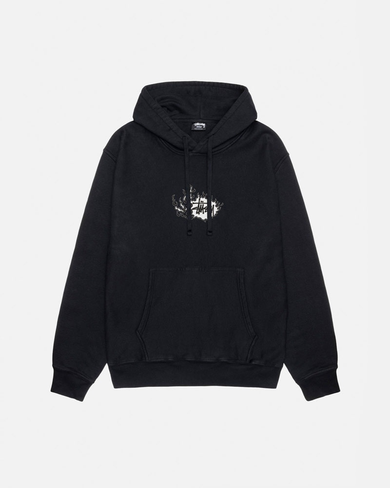 Black Stüssy Mosaic Dragon Pigment Dyed Hoodie | UAE UKW517928