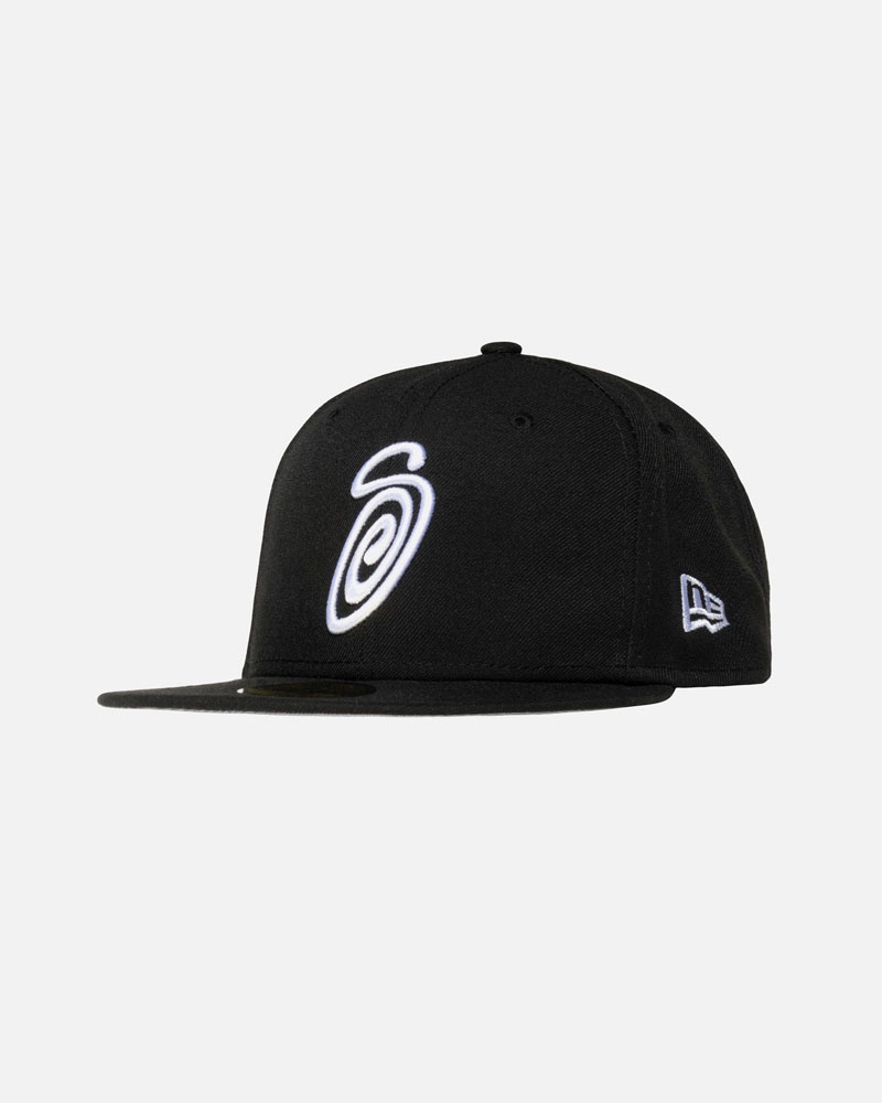 Black Stüssy New Era 59Fifty Curly S Cap | UAE NBL372580