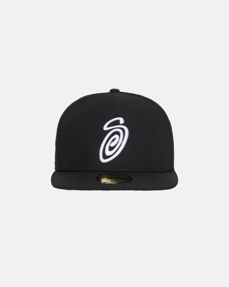 Black Stüssy New Era 59Fifty Curly S Cap | UAE NBL372580