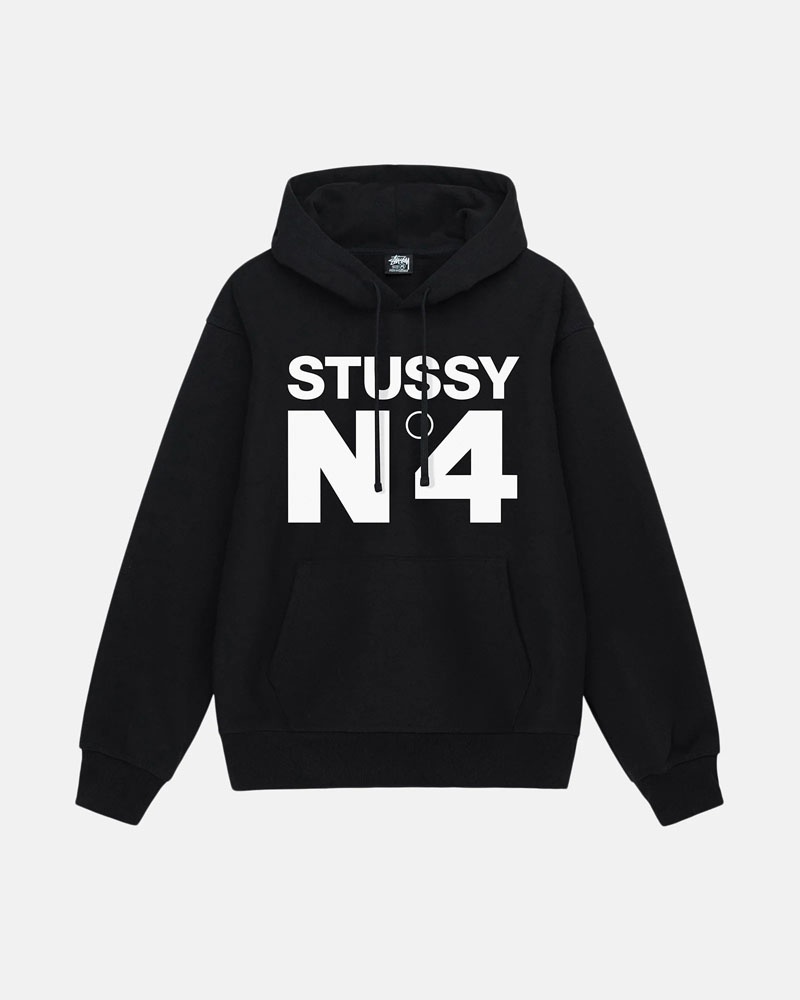 Black Stüssy No.4 Hoodie | UAE HWM916824