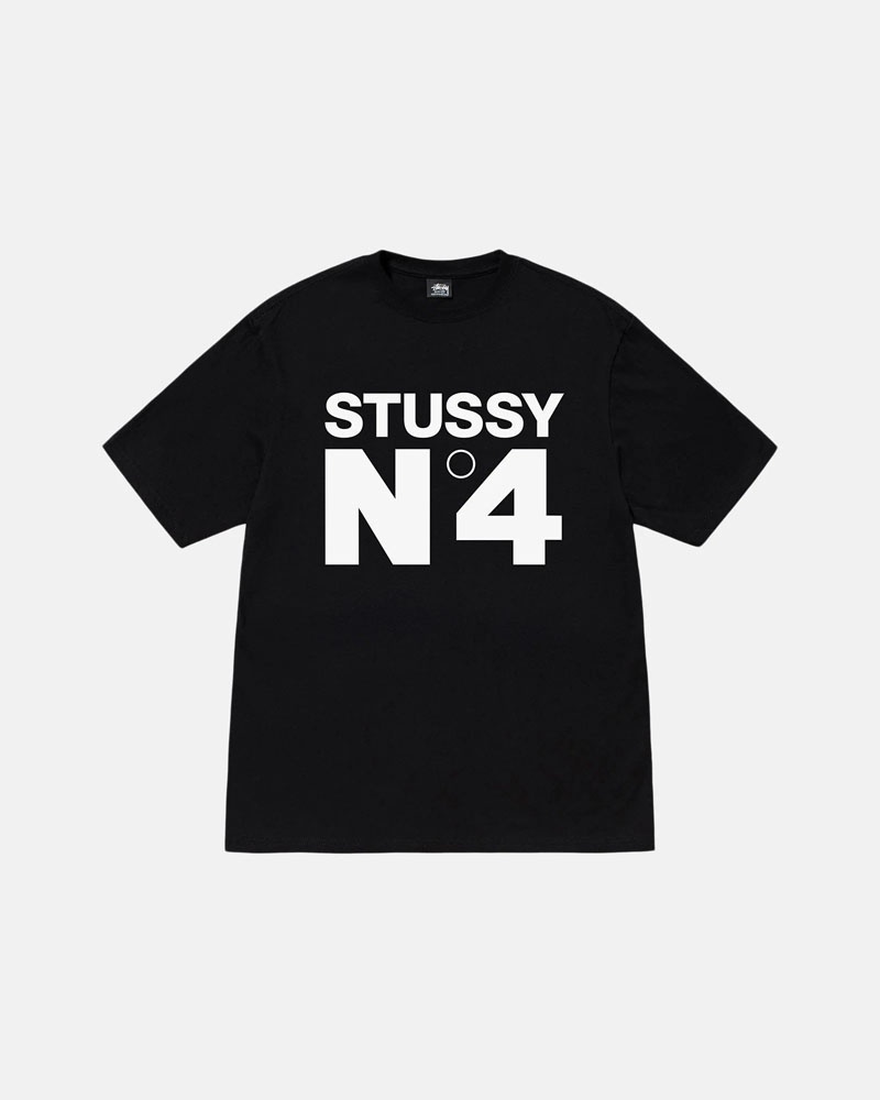 Black Stüssy No.4 T-Shirt | UAE AFN674513