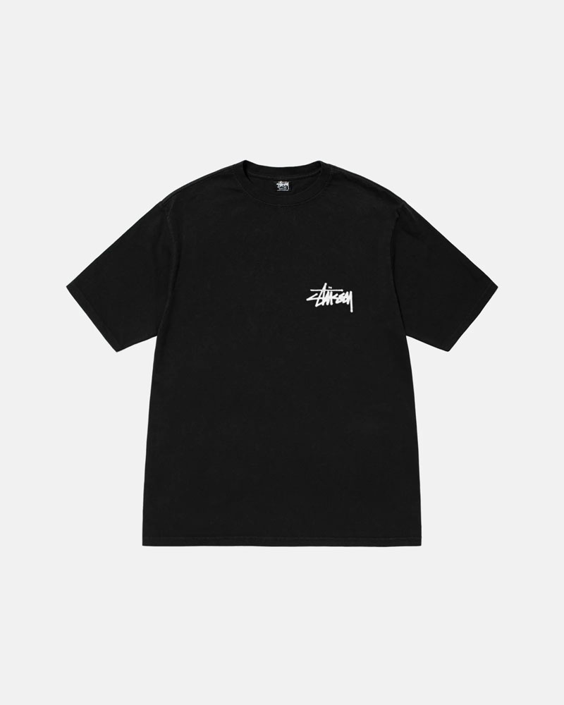 Black Stüssy Old Phone Pigment Dyed T-Shirt | UAE UBY271480