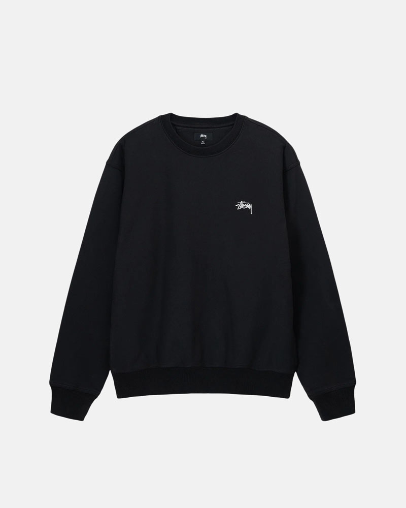 Black Stüssy Overdyed Stock Logo Crew Sweatshirt | UAE DXN769230