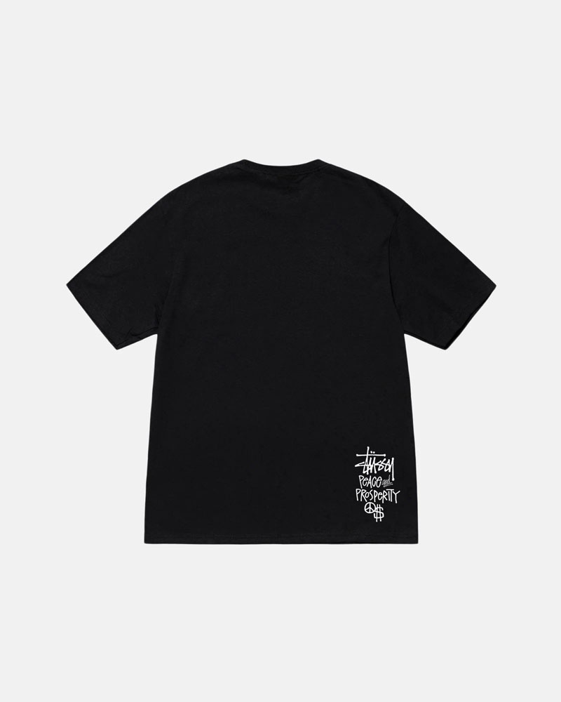 Black Stüssy Peace & Prosperity T-Shirt | UAE SNI913248