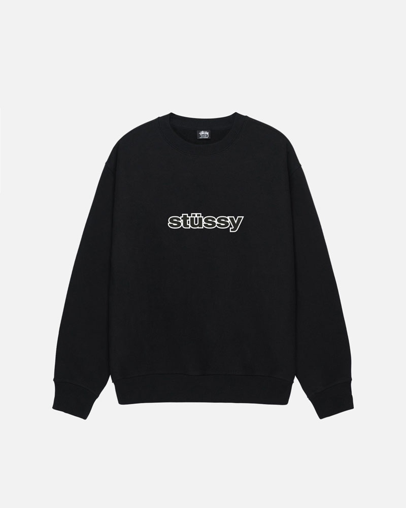 Black Stüssy SS-Link Crew Sweatshirt | UAE BFT719234