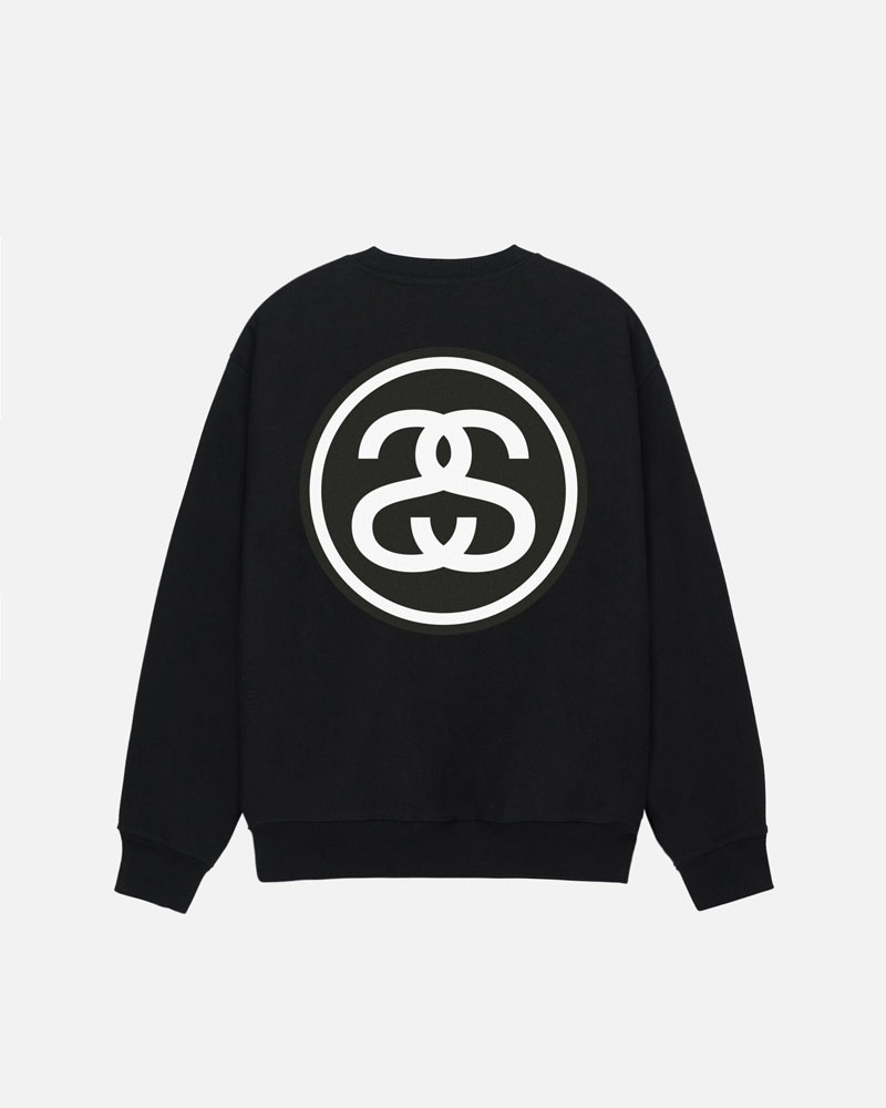 Black Stüssy SS-Link Crew Sweatshirt | UAE BFT719234