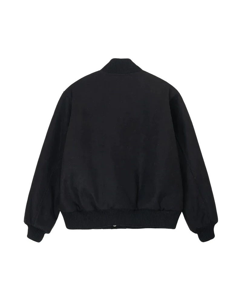 Black Stüssy SS-Link Varsity Jacket | UAE FZX753410