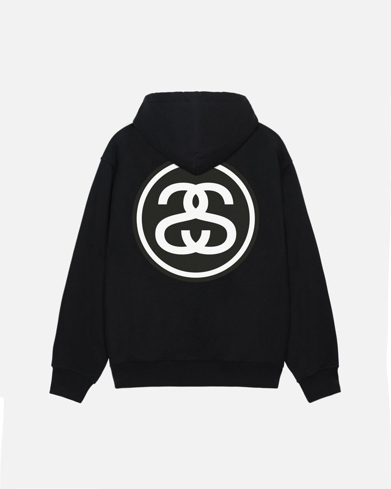 Black Stüssy SS-Link Zip Hoodie | UAE WUY147905