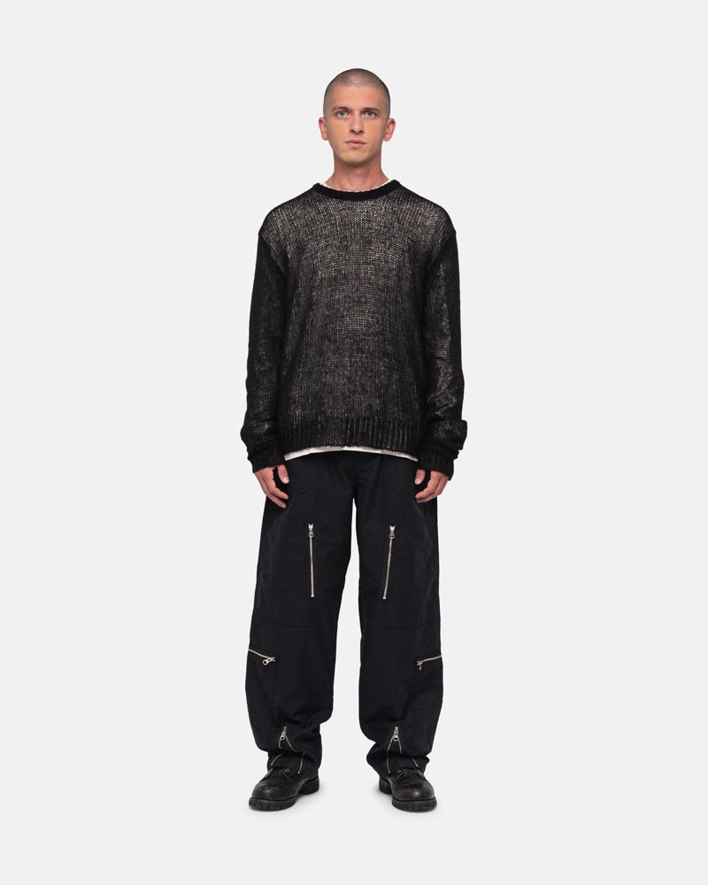 Black Stüssy S Loose Knit Sweater | UAE LHW845173