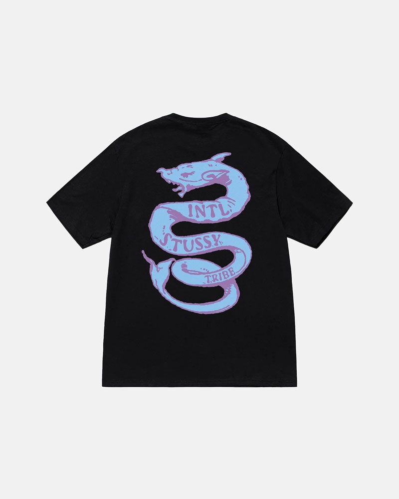 Black Stüssy Serpent T-Shirt | UAE XHY107369