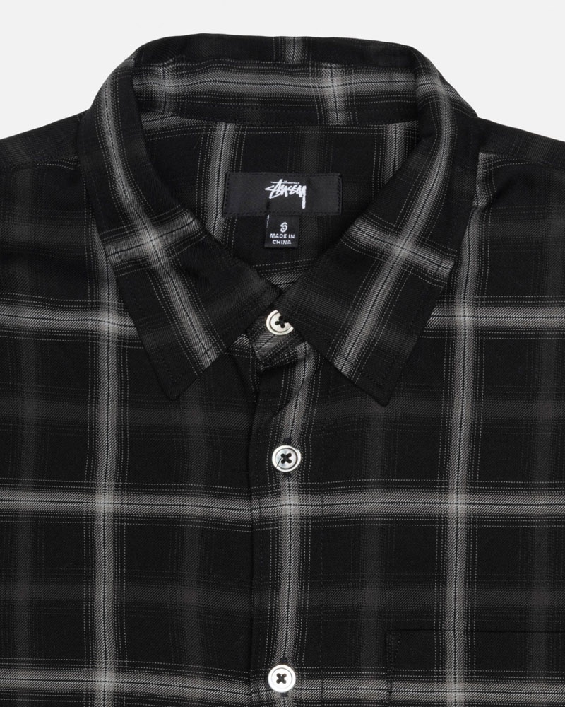 Black Stüssy Shadow Plaid Rayon Shirts | UAE ZEX045972