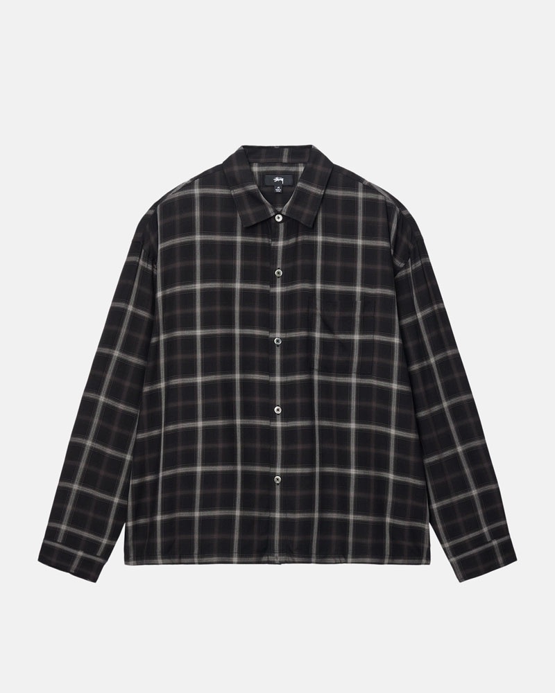 Black Stüssy Shadow Plaid Rayon Shirts | UAE ZEX045972