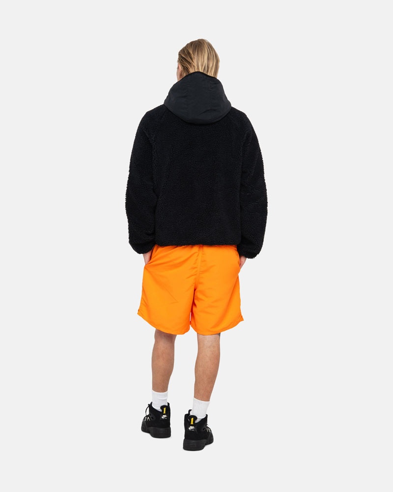 Black Stüssy Sherpa Paneled Hooded Jacket | UAE VRE709651