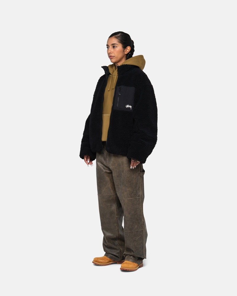 Black Stüssy Sherpa Reversible Jacket | UAE SVC592674