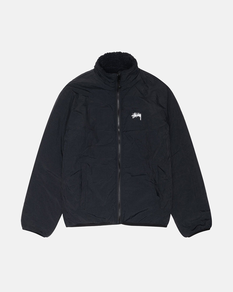 Black Stüssy Sherpa Reversible Jacket | UAE SVC592674