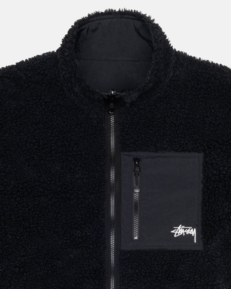 Black Stüssy Sherpa Reversible Jacket | UAE SVC592674