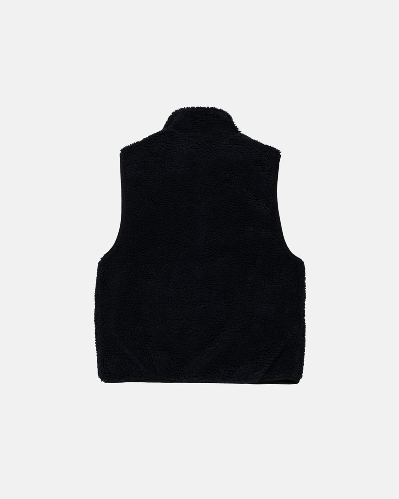 Black Stüssy Sherpa Reversible Vest | UAE GEP935784