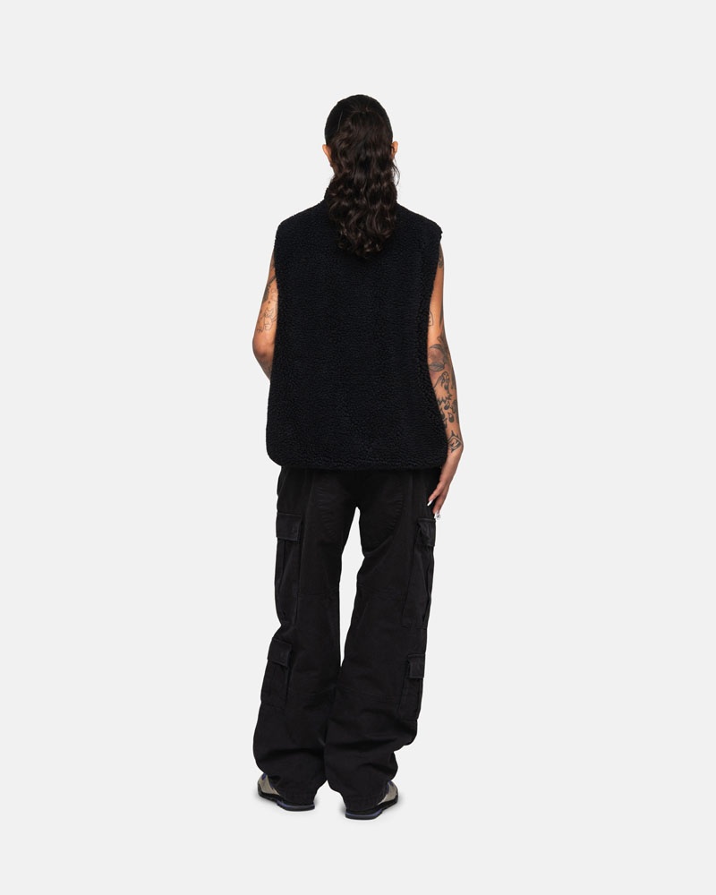 Black Stüssy Sherpa Reversible Vest | UAE GEP935784