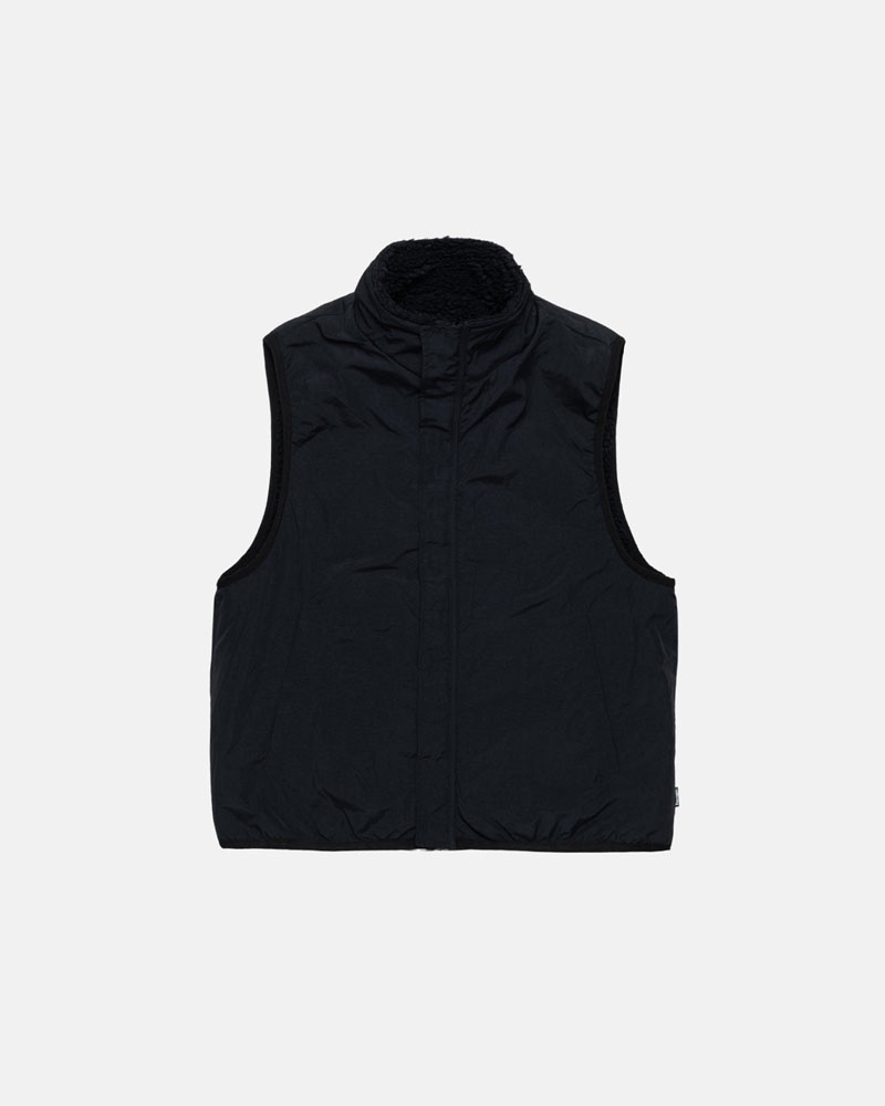 Black Stüssy Sherpa Reversible Vest | UAE GEP935784