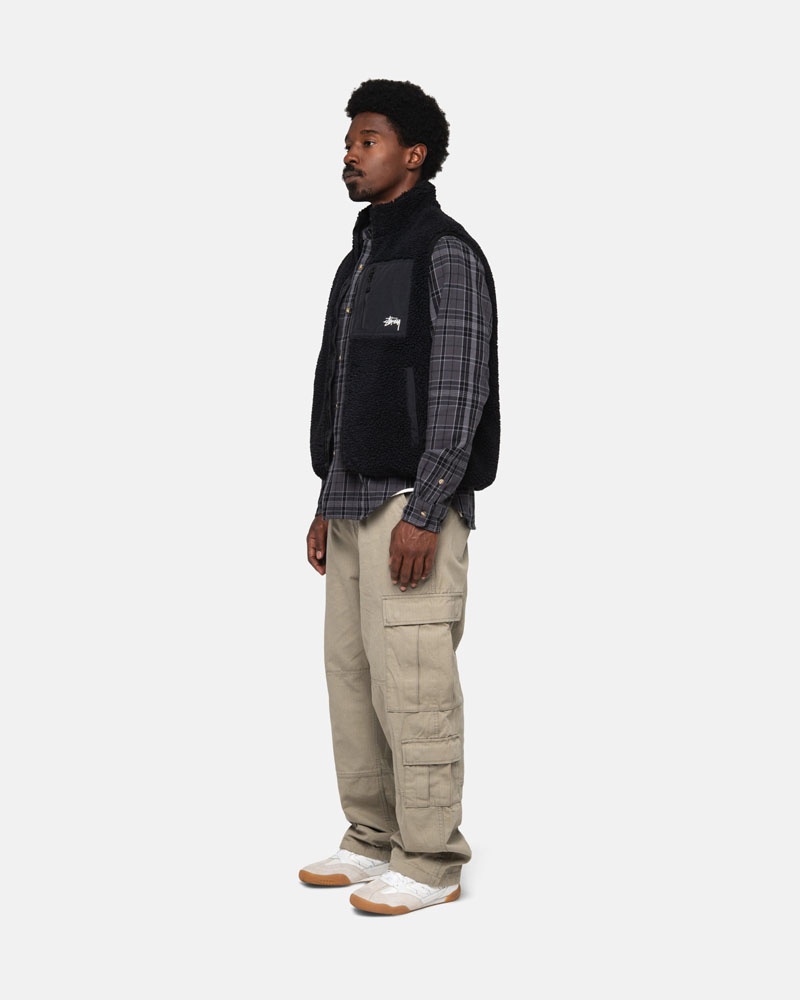 Black Stüssy Sherpa Reversible Vest | UAE GEP935784