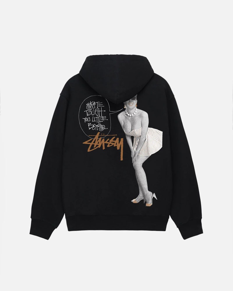 Black Stüssy Skate Tough Hoodie | UAE ZXO639710