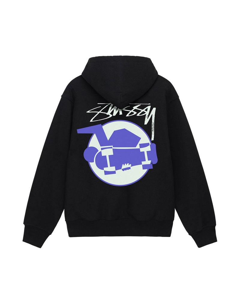 Black Stüssy Skateman Hoodie | UAE IDW720386