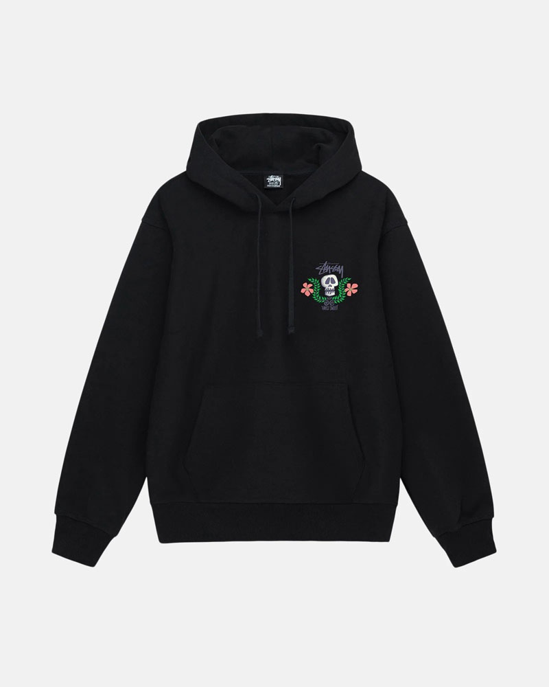 Black Stüssy Skull Crest Hoodie | UAE IHO360495