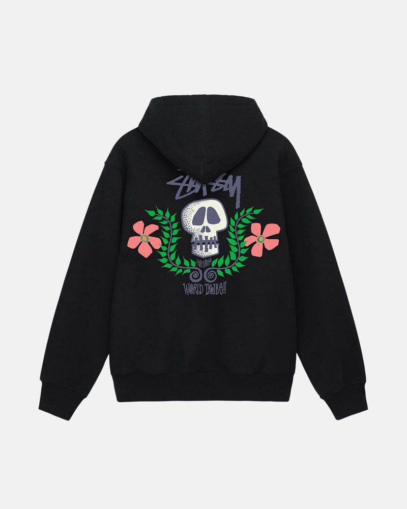 Black Stüssy Skull Crest Hoodie | UAE IHO360495