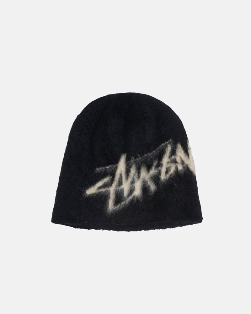 Black Stüssy Skullcap Brushed Out Stock Beanie | UAE ERW493810