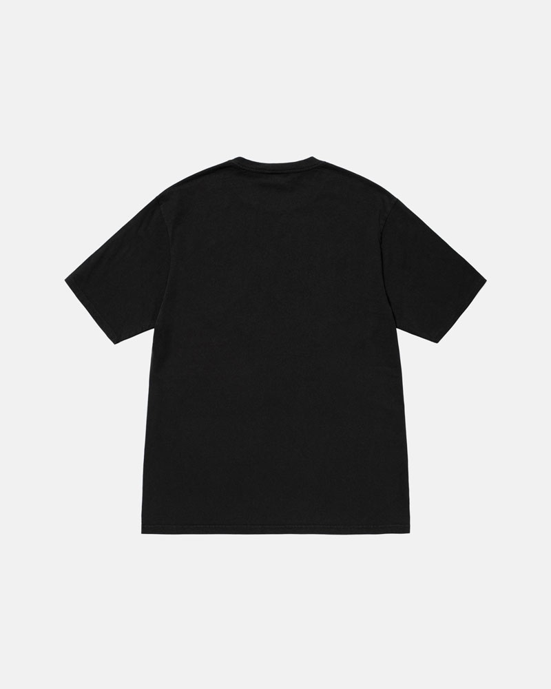 Black Stüssy Small Stock Pigment Dyed T-Shirt | UAE JRZ389270