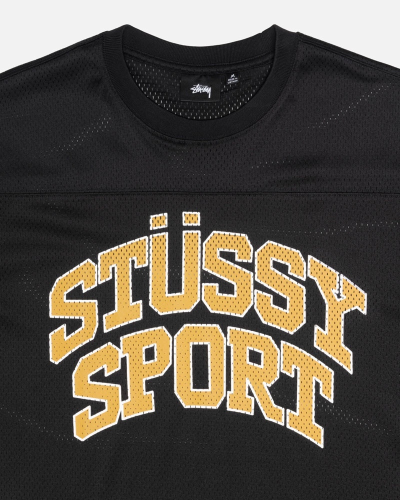 Black Stüssy Sport Mesh Football Jersey T-Shirt | UAE KWN652873