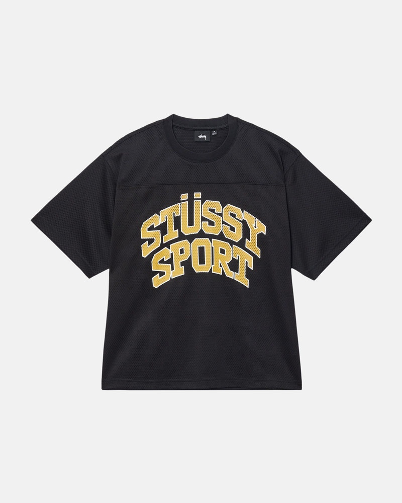 Black Stüssy Sport Mesh Football Jersey T-Shirt | UAE KWN652873