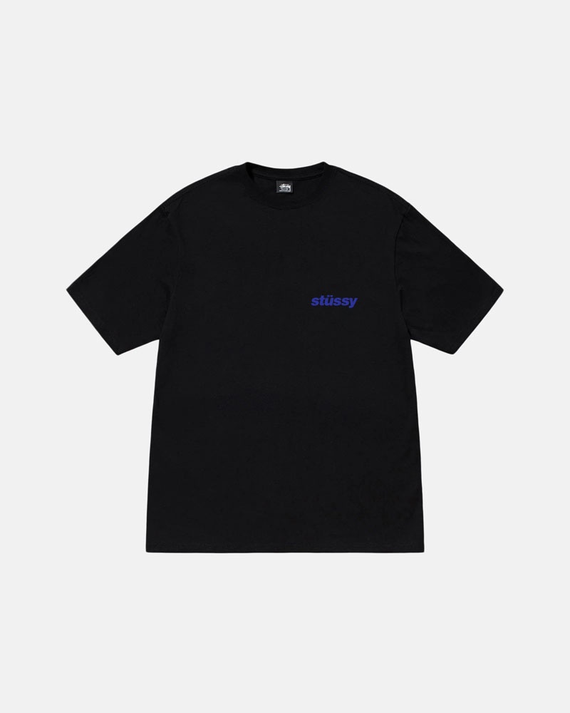 Black Stüssy Stacked T-Shirt | UAE YND794103