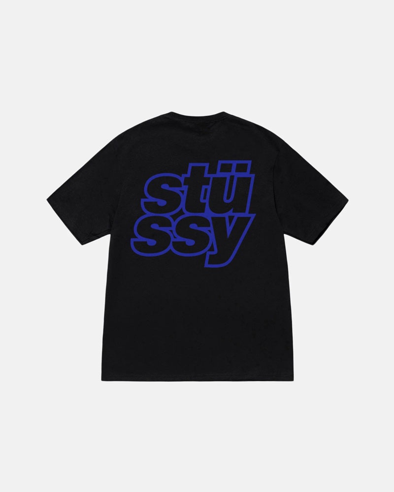 Black Stüssy Stacked T-Shirt | UAE YND794103