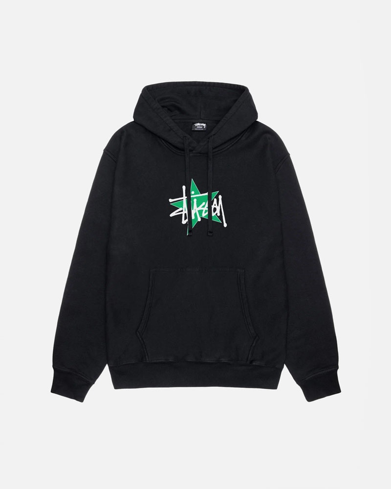 Black Stüssy Star Pigment Dyed Hoodie | UAE JNR520783