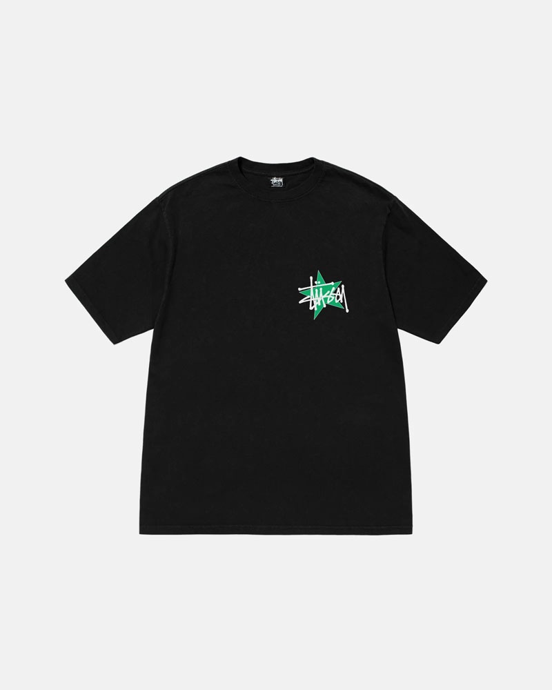 Black Stüssy Star Pigment Dyed T-Shirt | UAE FNC809325