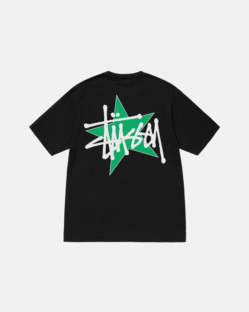 Black Stüssy Star Pigment Dyed T-Shirt | UAE FNC809325